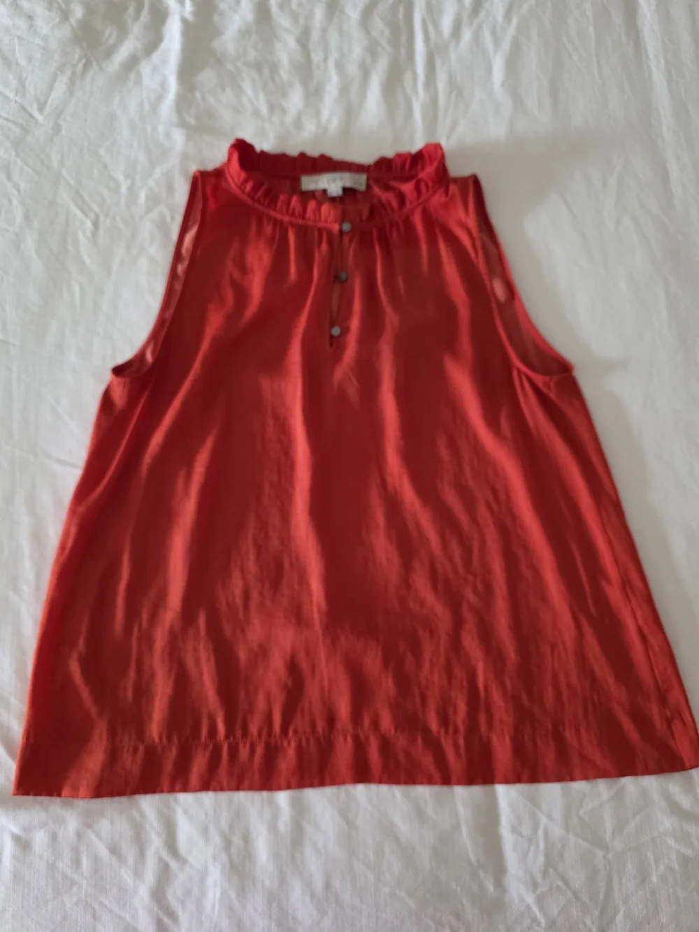 LOFT Petite Red Ruffle-Neck Tank